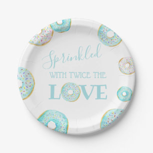 Blue Doughnut Baby Sprinkle Paper Plate
