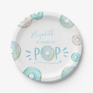 Blue Doughnut Baby Sprinkle Paper Plate