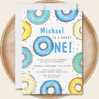 Blue Doughnut Boy's First Birthday Party