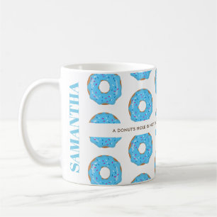 Blue Doughnut Mug with Name and Quote