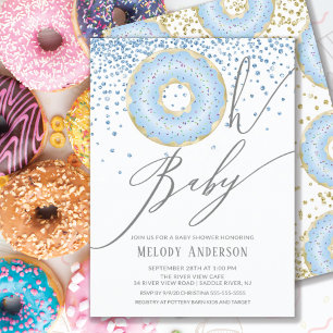 Blue Doughnut Oh Baby Boys Baby Shower Invitation