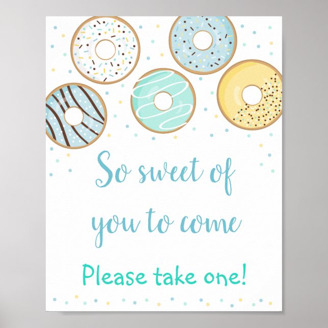Blue Doughnut Sweet Of You To Come Favour Sign (Front)