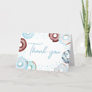 Blue Doughnuts and Diapers Baby Shower  Thank You Card