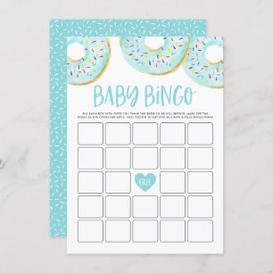 Blue Doughnuts Baby Shower Bingo Game Card