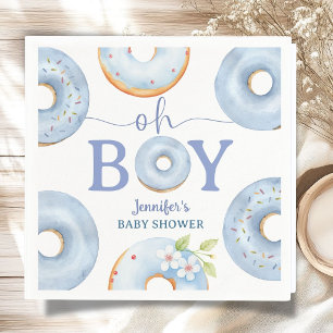 Blue Doughnuts Baby Shower Boy Brunch Paper Napkin