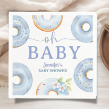 Blue Doughnuts Baby Shower Brunch Paper Napkin