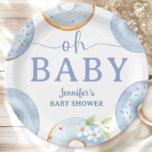 Blue Doughnuts Baby Shower Brunch  Paper Plate