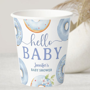 Blue Doughnuts Baby Shower Hello Baby Brunch Paper Cups