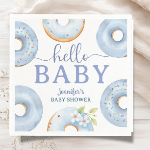 Blue Doughnuts Baby Shower Hello Baby Paper Napkin
