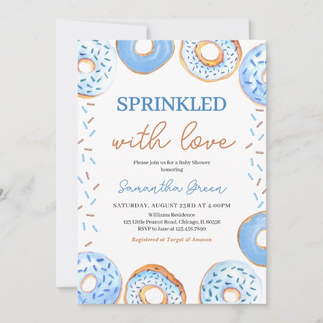  Blue Doughnuts Baby Sprinkle Baby Shower Invitation (Front)