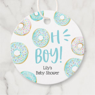 Blue Doughnuts Baby Sprinkle Classic Round Sticker Favour Tags