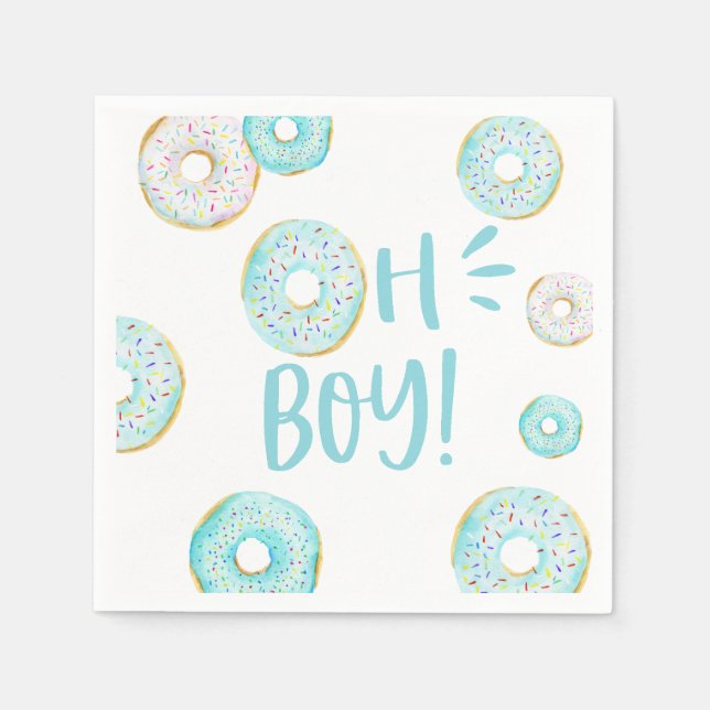 Blue Doughnuts Baby Sprinkle Napkin (Front)