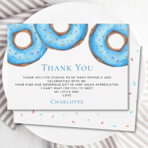 Blue Doughnuts Baby Sprinkle Thank You Card
