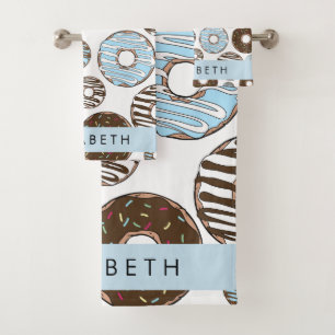 Blue Doughnuts, Brown Doughnuts, Sprinkles, Your N Bath Towel Set