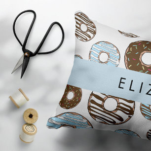 Blue Doughnuts, Brown Doughnuts, Sprinkles, Your N Decorative Cushion
