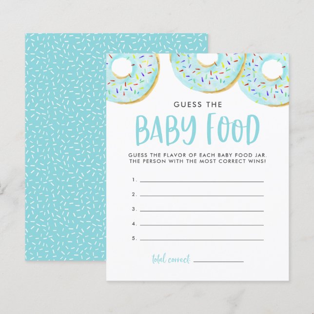 Blue Doughnuts Guess The Baby Food Baby Shower Gam (Front/Back)