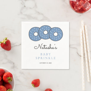 Blue Doughnuts Illustration Baby Shower Sprinkle Napkin