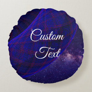 Blue Doughnuts In Space Geometric Round Pillow