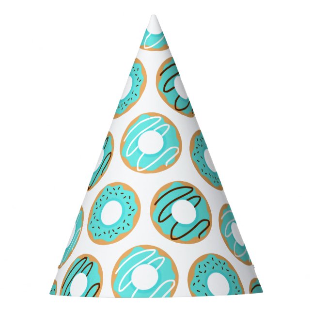 Blue Doughnuts Pattern Party Hat (Front)
