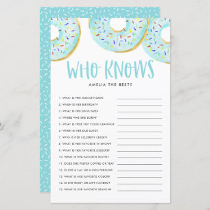 Blue Doughnuts Who Knows Mum Best Baby Shower Game