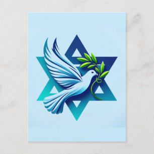 Blue Dove and Star of David Peace Postcard