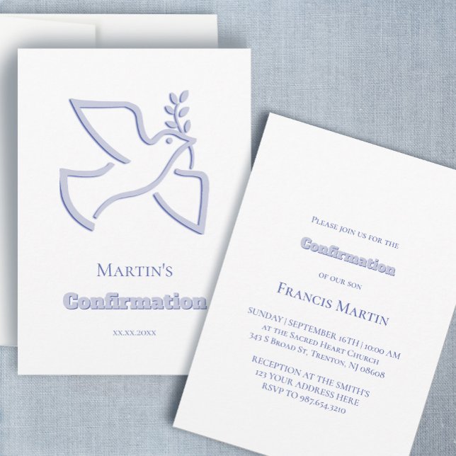 blue dove Confirmation  Invitation (Creator Uploaded)
