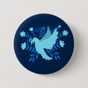 Blue dove of Peace 6 Cm Round Badge