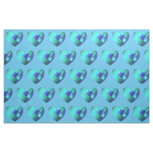 Blue Dove of the Sky Heart Fabric