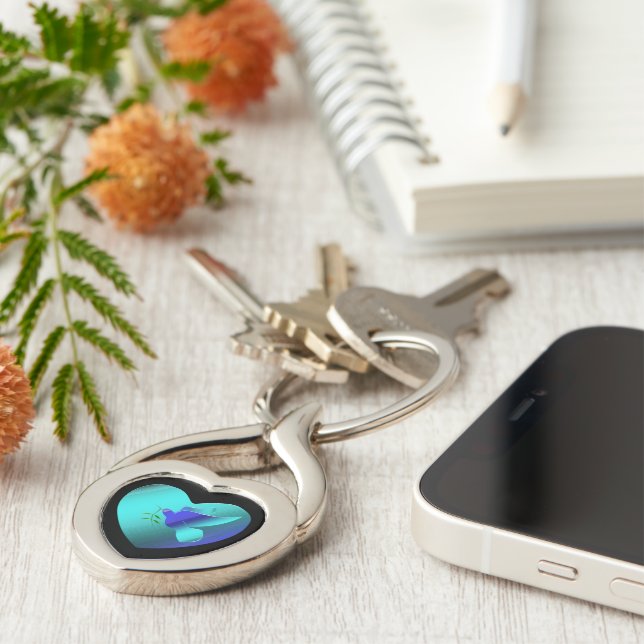 Blue Dove of the Sky Heart Key Ring (Side)