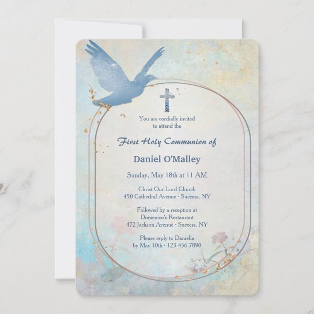 Blue Dove Religious Invitation (Front)