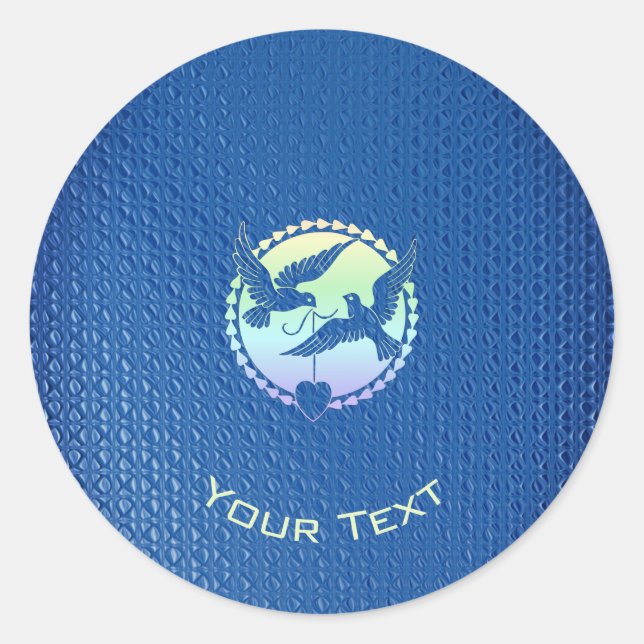 Blue Doves Decorative Classic Round Sticker (Front)