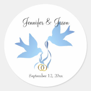 Blue Doves Save the Date Stickers