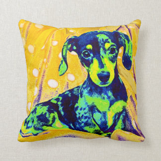 blue doxie -pop art pillow