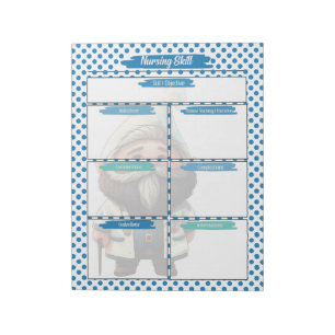 Blue Dr. Gnome Nursing Student Skills Template Notepad