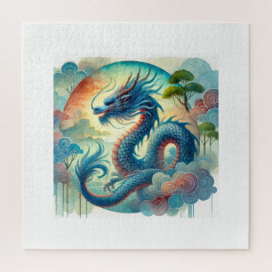 Blue Dragon 111024AREF141 - Watercolor Jigsaw Puzzle