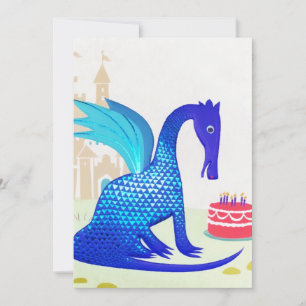 Blue Dragon Baby Birthday Cake Candles Holiday Card