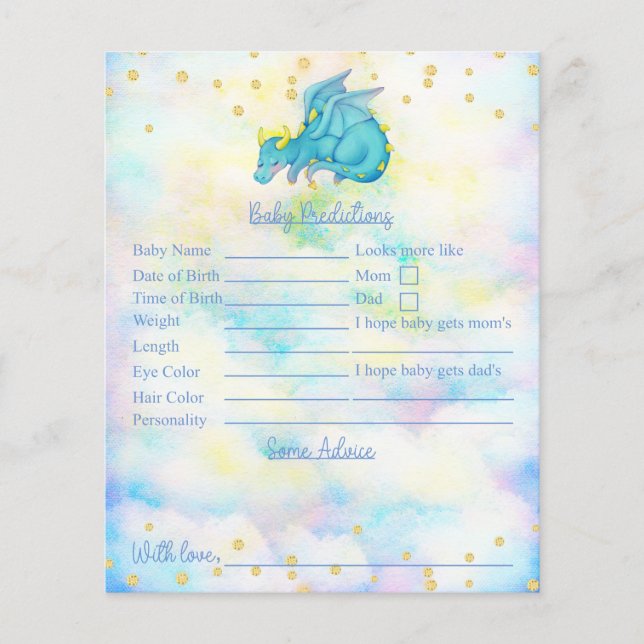 Blue Dragon Baby Shower Predictions And Advice (Front)