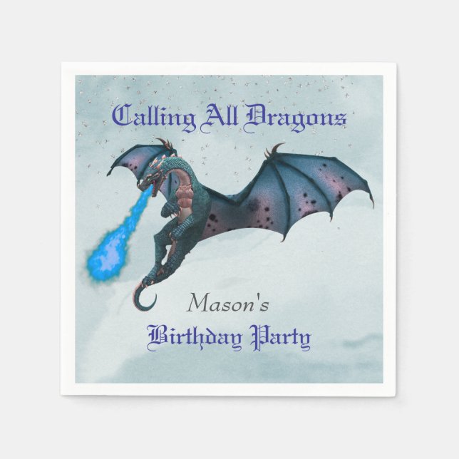Blue Dragon Birthday party  Napkin (Front)