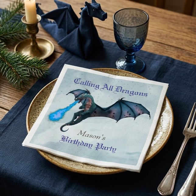 Blue Dragon Birthday party  Napkin (Creator Uploaded)
