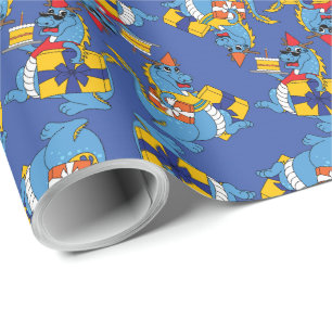 Blue Dragon Birthday Wrapping Paper
