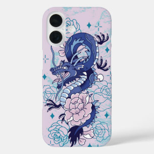 Blue Dragon Blossom - Mythical Floral iPhone 16 Case
