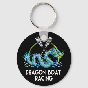 Blue Dragon Boat Racing Keychain