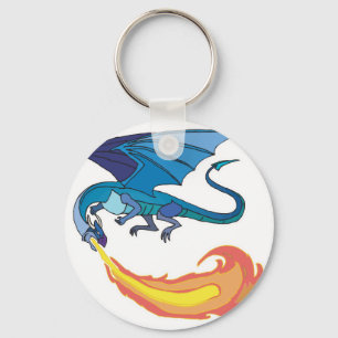 blue dragon breathing fire key ring