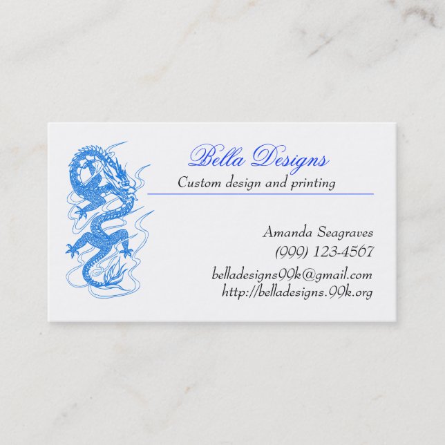 Blue Dragon Business Cards (Front)