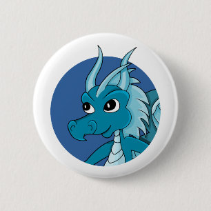 Blue dragon cartoon 6 cm round badge