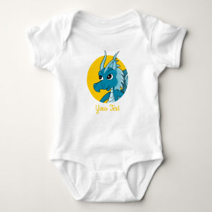 Blue dragon cartoon baby bodysuit