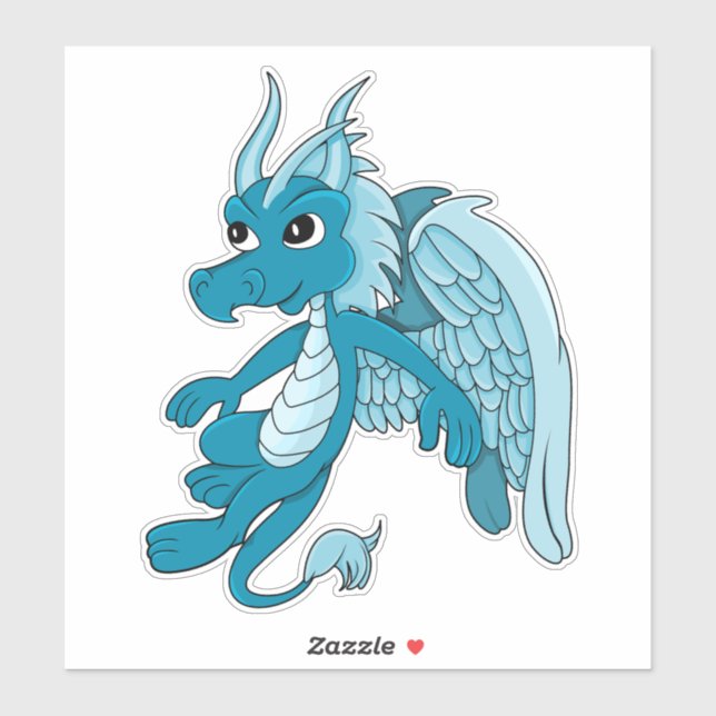 Blue Dragon Cartoon Custom-Cut Vinyl Sticker (Sheet)