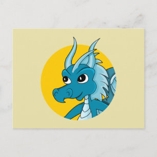 Blue dragon cartoon postcard