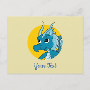 Blue dragon cartoon postcard