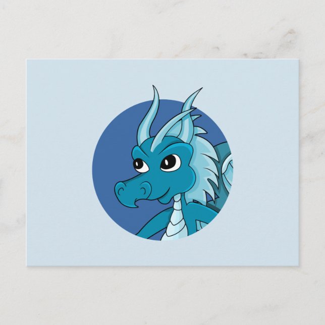 Blue dragon cartoon postcard (Front)